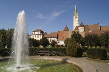 The tower of the fortified church of Medias - St. Margaret's Church - Romania, Transylvania, Sibiu 
