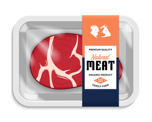 Vector meat packaging illustration