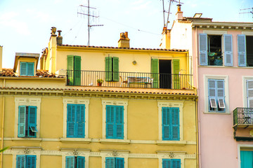 Fototapeta na wymiar View on the historic architecture in Cannes, France on a sunny day.