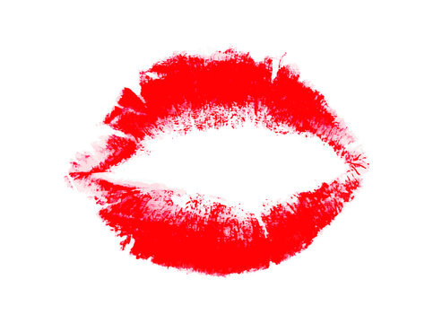 vector of female red lipstick kiss