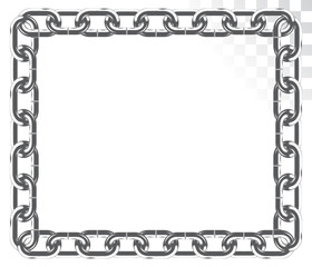 vector square frame made of chains isolated on a transparent background
