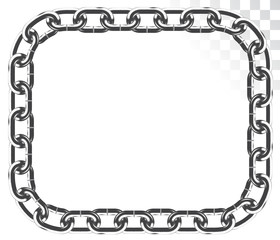 vector rectangular frame with rounded corners of chains isolated on transparent background