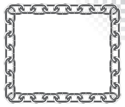 vector square frame made of chains isolated on a transparent background