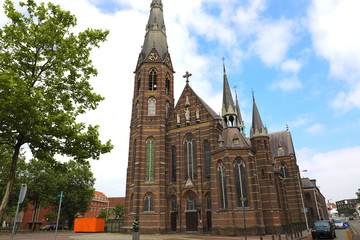 Exterior of a 19th century Father Church (Augustijnenkerk) in Eindhoven, Netherlands