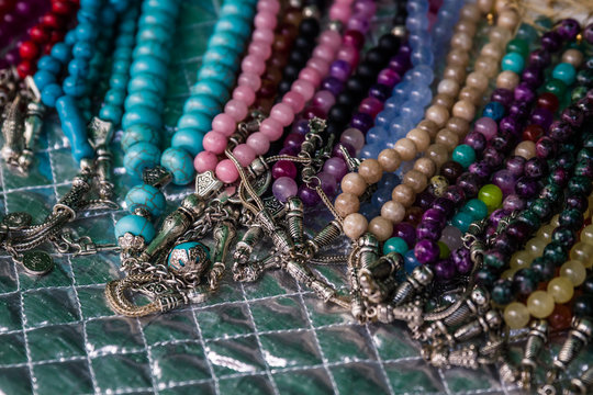 Colorful Rosary or Prayer Beads in Gift Shop