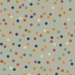 Beautiful casual polka dot pattern in smart neutral colors, seamless repeat. Trendy vintage style. Great for apparel and interior design, cards, scrapbooking, gift wrapping paper etc.