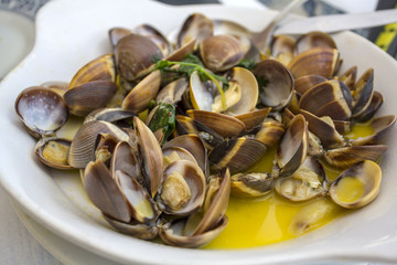 Clams in Garlic Sauce on a plate