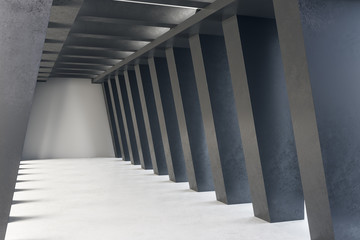 Dark concrete tunnel interior