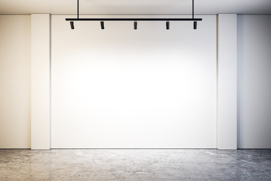 Modern gallery with blank wall