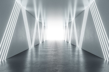 Illuminated hallway interior