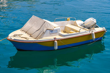 Naklejka premium View on the boats in the Le Port de Fontvieille in Monaco, France on a sunny day.