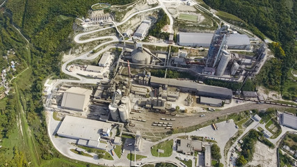 Verkhnebakansky cement plant, top view. Factory for the production and preparation of building...