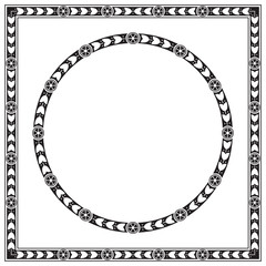 Decorative square and round frames, black and white colors. 