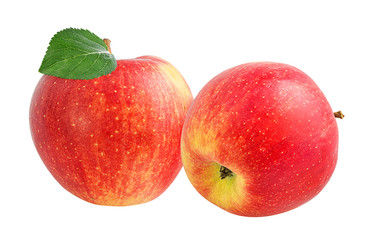 Fresh red apple isolated on white background with clipping path