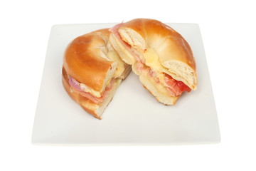 Bagel halves on a plate