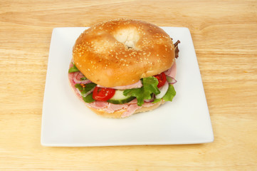 Ham salad bagel