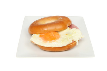 Ham and egg bagel