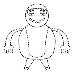 Dotted line cute robot toy icon