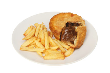 Steak pie and chips