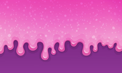 Dripping pink glitter slime on purple background. Vector illustration.