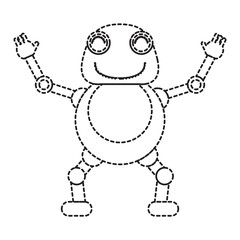 Dotted line cute robot toy icon