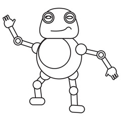 Dotted line cute robot toy icon