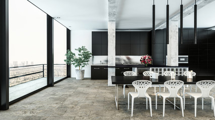 modern interior of a kitchen