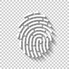 Fingerprint. Simple icon for logo or app. White icon with shadow