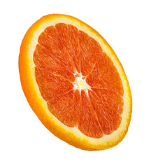 Juicy orange slices isolated on white background with clipping path