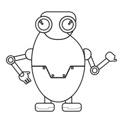 Dotted line cute robot toy icon