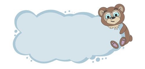 Frame for text with a cartoon bear. Childrens frame for text. Vector baby frame for your text. School frame for text.