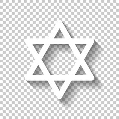 Star of david, simple icon. White icon with shadow on transparen