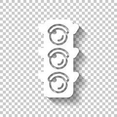 Traffic light icon. White icon with shadow on transparent backgr