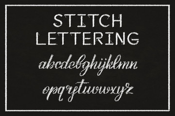 Fototapeta na wymiar Vector realistic isolated stitch typography alphabet for decoration and covering on dark background. Concept of embroidery font.