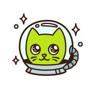 Cute cartoon space cat