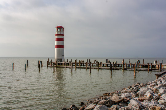 Autumn pictures of lake Neusiedler See at the Austrian border and the villages Rust and Podersdorf am See