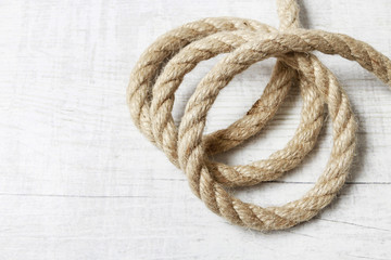 Ship rope on white wood