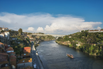 Fototapeta na wymiar Dom Luis Bridge on Douro River. Porto, Portugal.