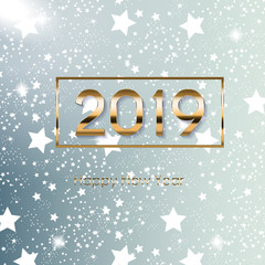 Fototapeta na wymiar 2019 Happy New Year and Marry Christmas Background. Vector Illustration