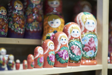 Traditional wooden toys, dolls, slingshots - Wooden toy fair - Street market - Nobody - Horizontal image