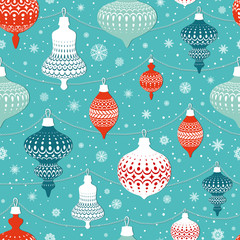 Seamless pattern with christmas balls. Decor for Christmas spruce. A pattern for festive design and packaging.