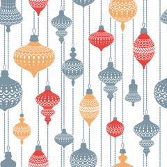 Seamless pattern with christmas balls. Decor for Christmas spruce. A pattern for festive design and packaging.