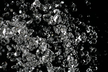 Water drops hover in the air freezed by shot