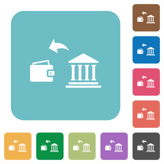 Money withdrawal from bank rounded square flat icons