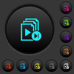 Jump to next playlist item dark push buttons with color icons