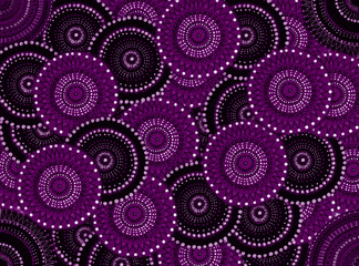 Black, purple, white seamless circular pattern