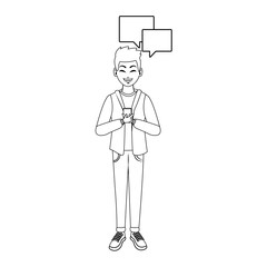 Man texting with smartphone