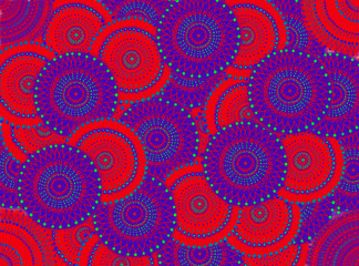 Seamless floral pattern of purple, blue and red