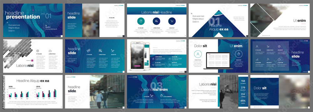 Wall mural presentation template. gradient elements for slide presentations on a white background. use also as 