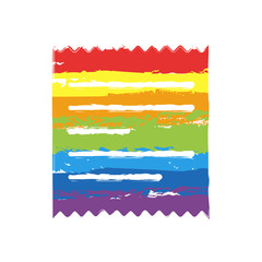 Receipt icon. Drawing sign with LGBT style, seven colors of rainbow (red, orange, yellow, green, blue, indigo, violet